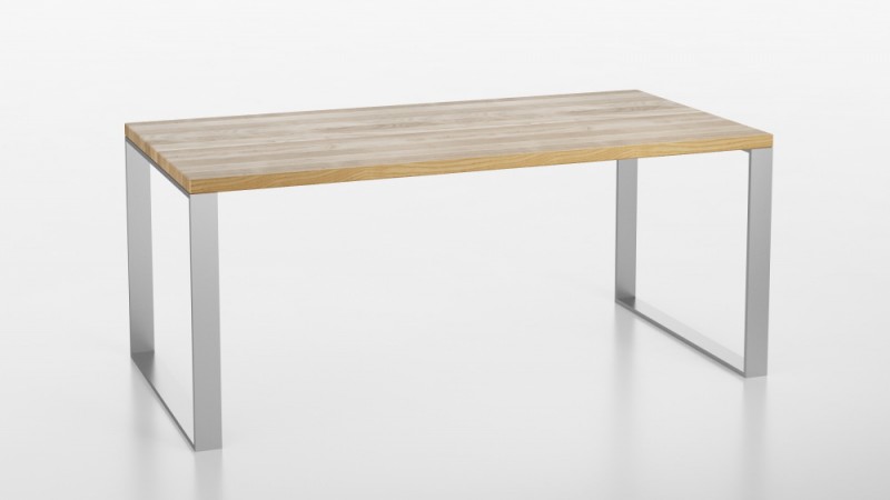 Massivholz Esstisch Ahorn Tisch Metall Beine - Statis - Woodq